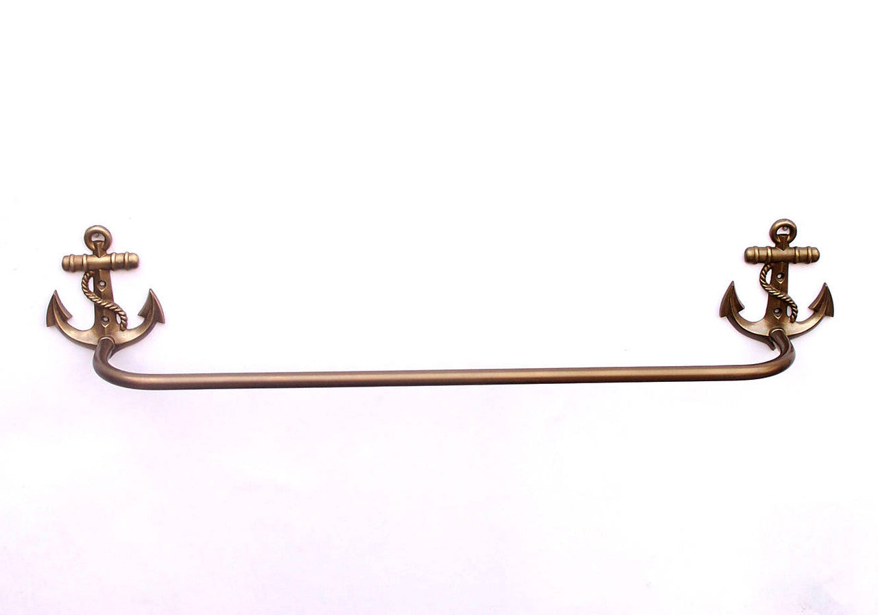 Antique Brass Anchor Bath Towel Holder 28"