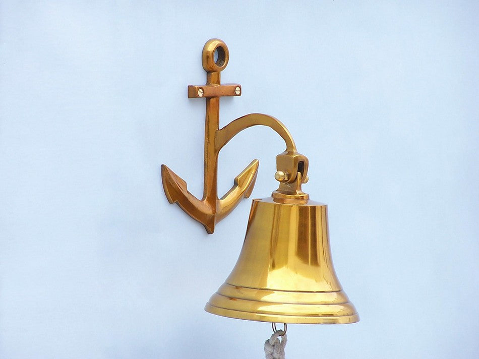 Brass Plated Hanging Anchor Bell 10"