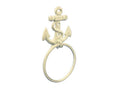 Whitewashed Cast Iron Anchor Towel Holder 8.5"