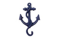 Rustic Dark Blue Cast Iron Anchor Hook 5"