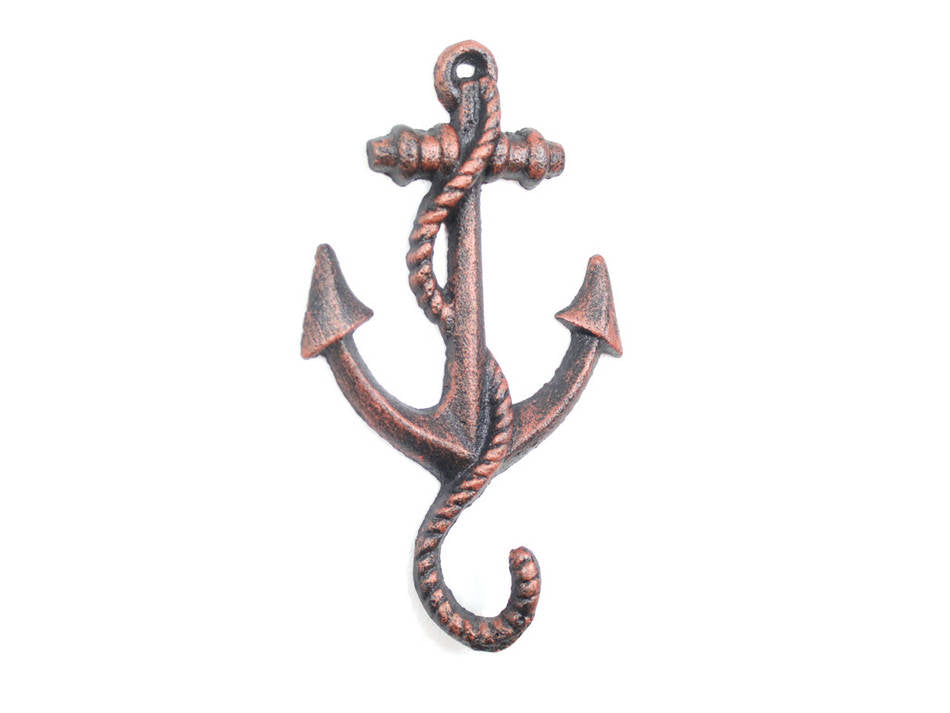 Rustic Copper Cast Iron Anchor Hook 5"