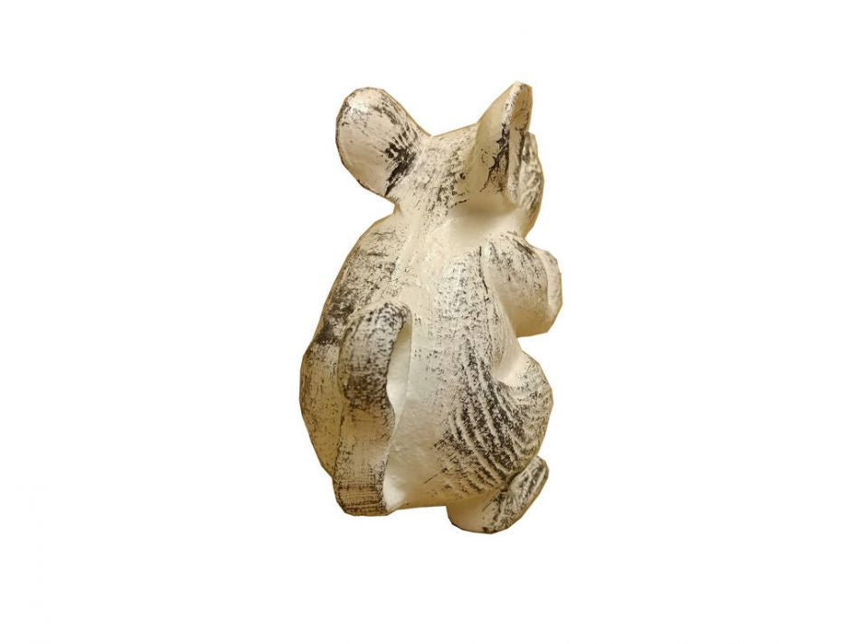 Whitewashed Cast Iron Mouse Door Stopper 5"