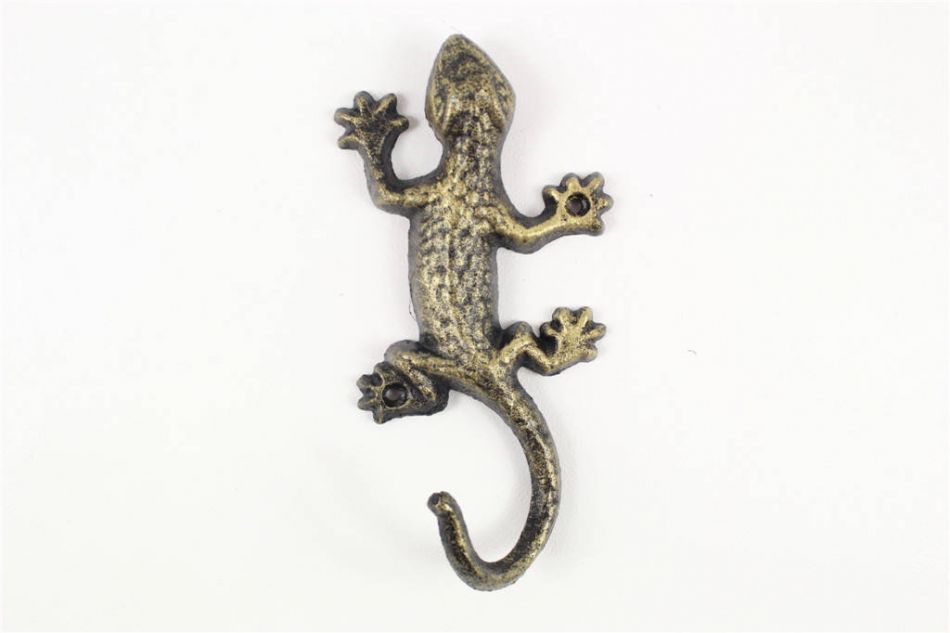 Rustic Gold Cast Iron Lizard Hook 6"