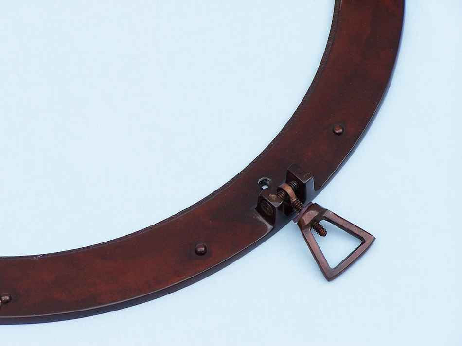 Antique Copper Decorative Ship Porthole Mirror 17"