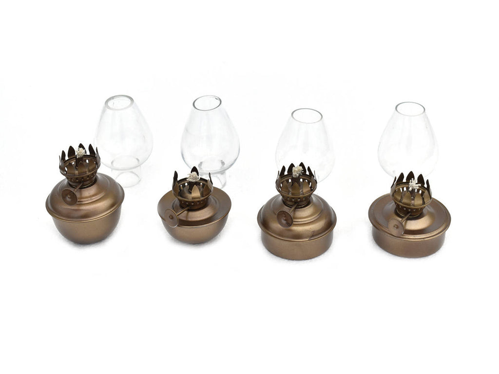 Antique Brass Table Oil Lamp 5" - Set of 4