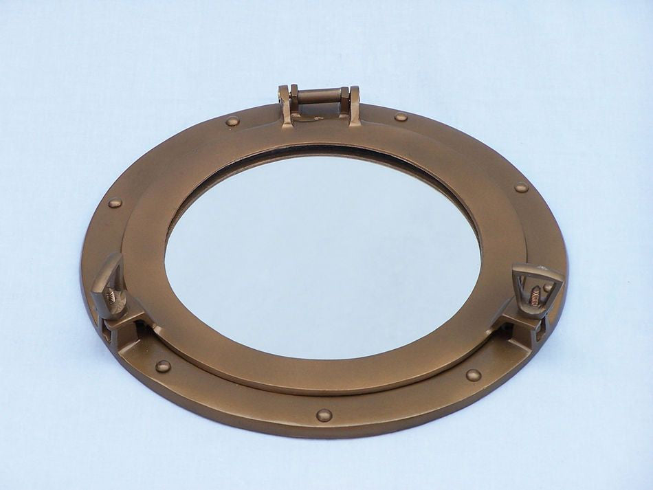 Antique Brass Decorative Ship Porthole Mirror 12"