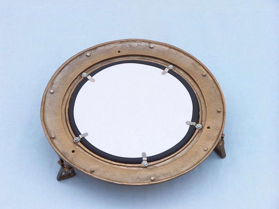 Antique Brass Decorative Ship Porthole Mirror 12"