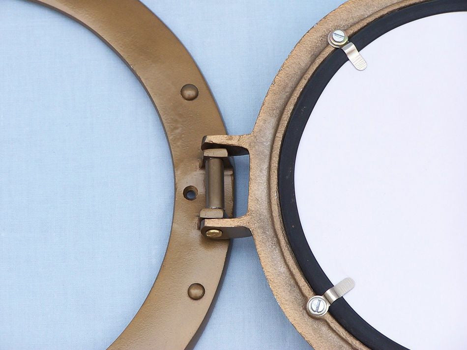 Antique Brass Decorative Ship Porthole Mirror 12"