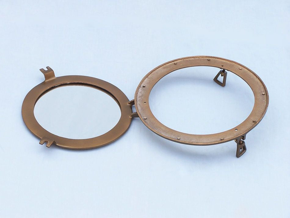 Antique Brass Decorative Ship Porthole Mirror 12"
