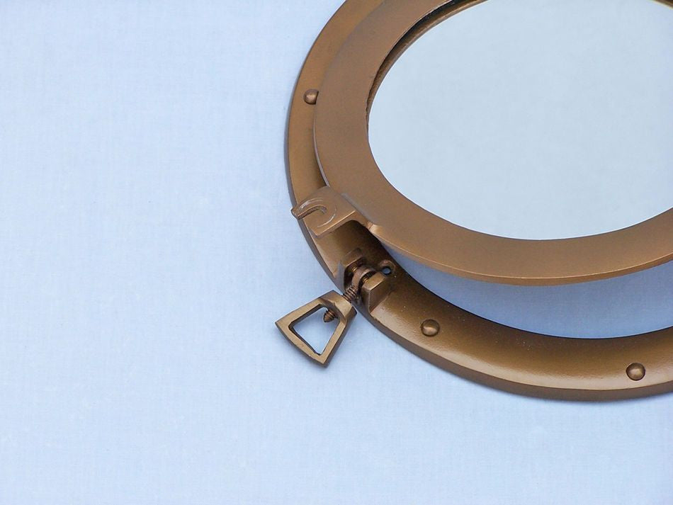 Antique Brass Decorative Ship Porthole Mirror 12"