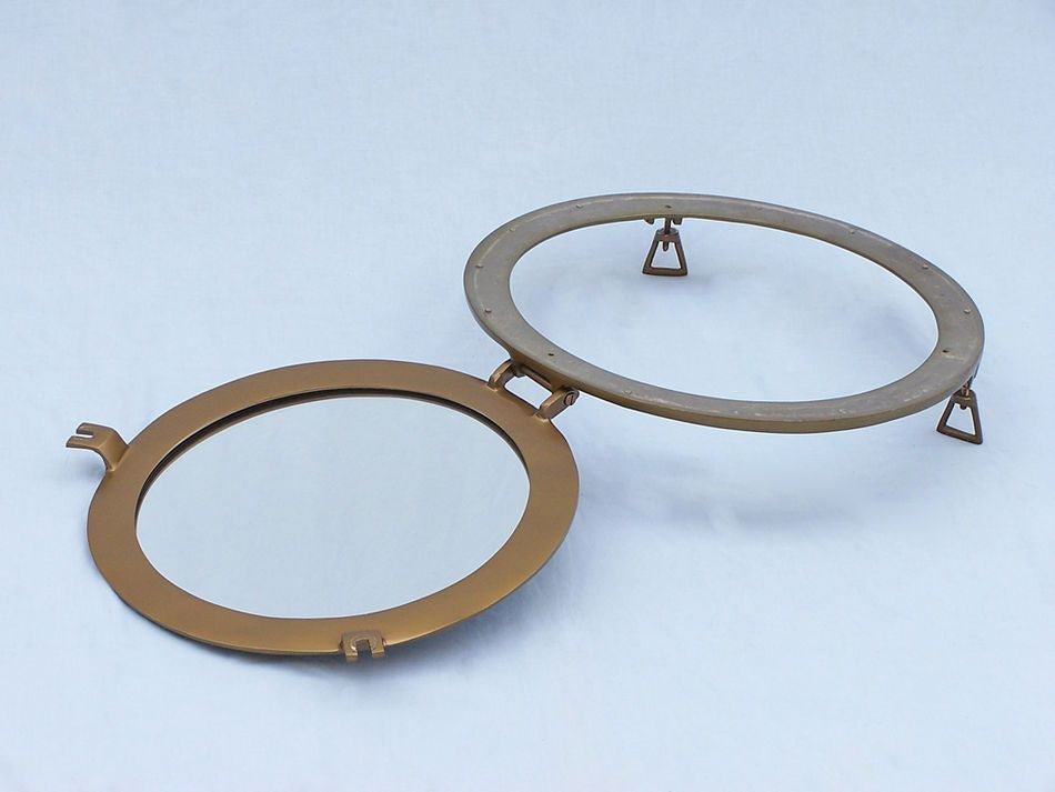 Antique Brass Decorative Ship Porthole Mirror 20"