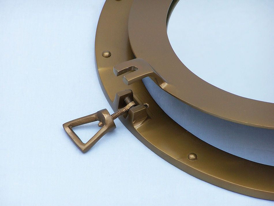 Antique Brass Decorative Ship Porthole Mirror 20"