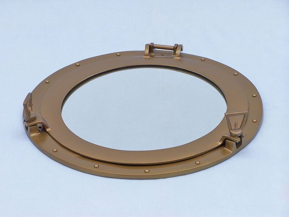 Antique Brass Decorative Ship Porthole Mirror 24"