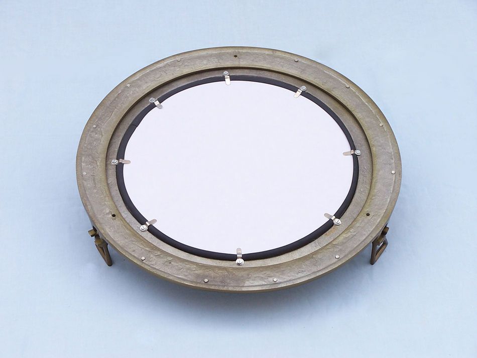 Antique Brass Decorative Ship Porthole Mirror 24"