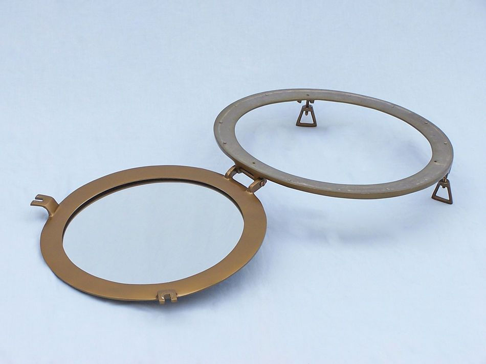 Antique Brass Decorative Ship Porthole Mirror 24"