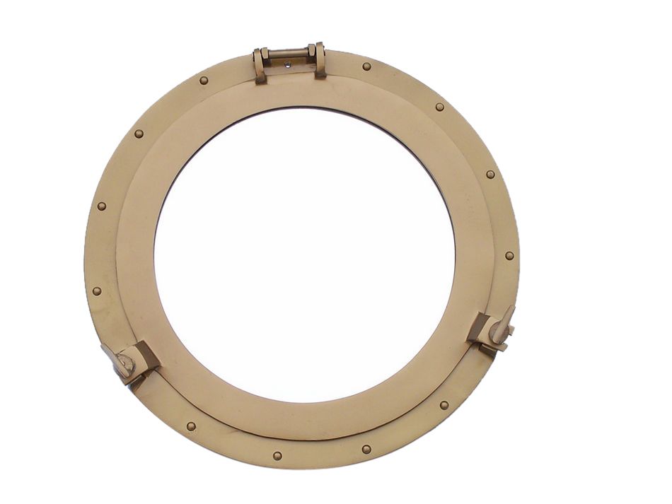Antique Brass Decorative Ship Porthole Mirror 24"