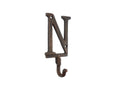 Rustic Copper Cast Iron Letter N Alphabet Wall Hook 6"