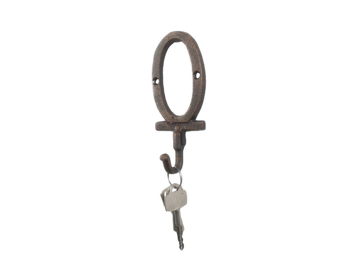 Rustic Copper Cast Iron Letter O Alphabet Wall Hook 6"