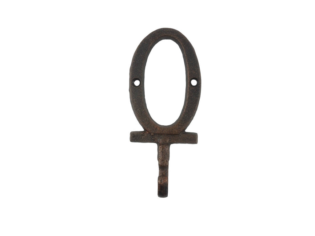 Rustic Copper Cast Iron Letter O Alphabet Wall Hook 6"