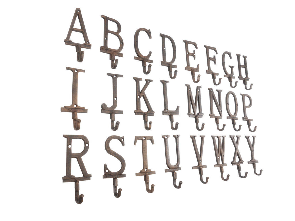 Rustic Copper Cast Iron Letter O Alphabet Wall Hook 6"