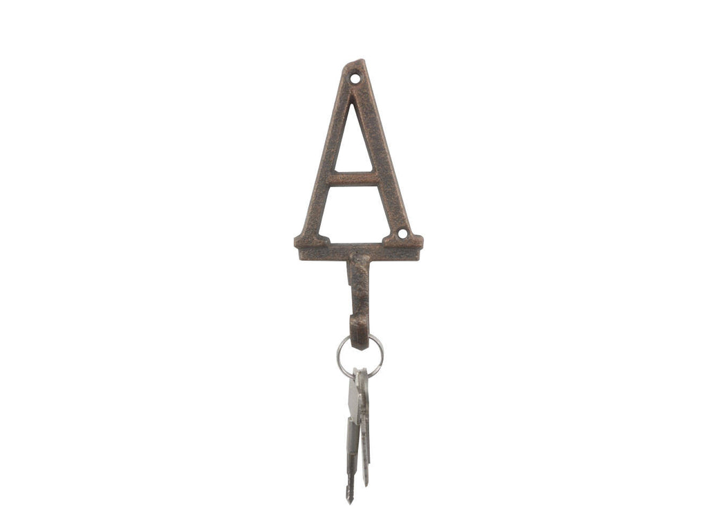 Rustic Copper Cast Iron Letter A Alphabet Wall Hook 6"