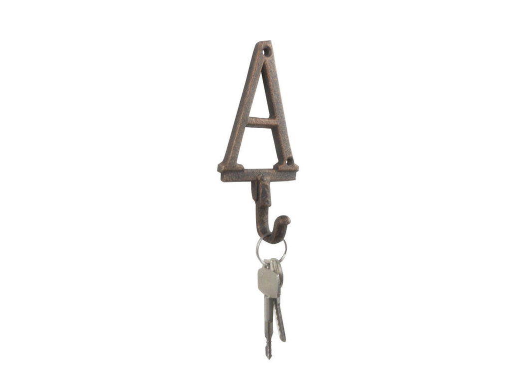 Rustic Copper Cast Iron Letter A Alphabet Wall Hook 6"