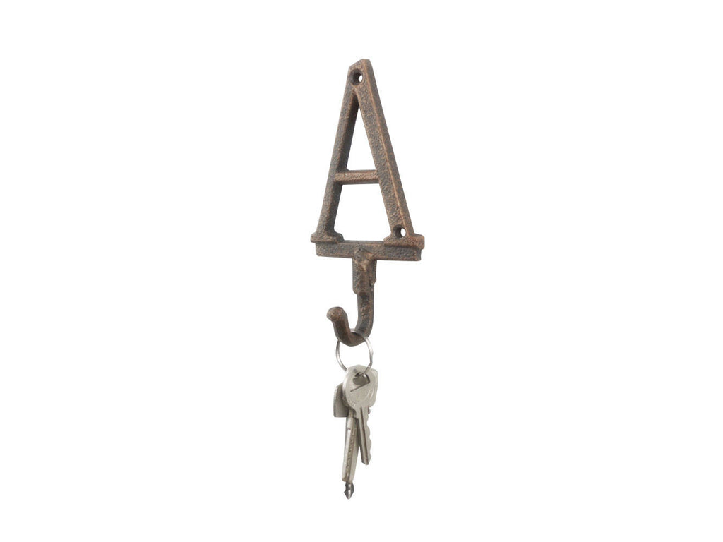 Rustic Copper Cast Iron Letter A Alphabet Wall Hook 6"