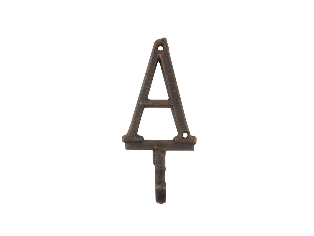 Rustic Copper Cast Iron Letter A Alphabet Wall Hook 6"