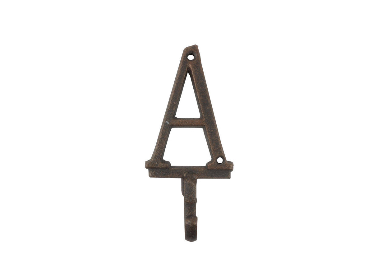 Rustic Copper Cast Iron Letter A Alphabet Wall Hook 6"
