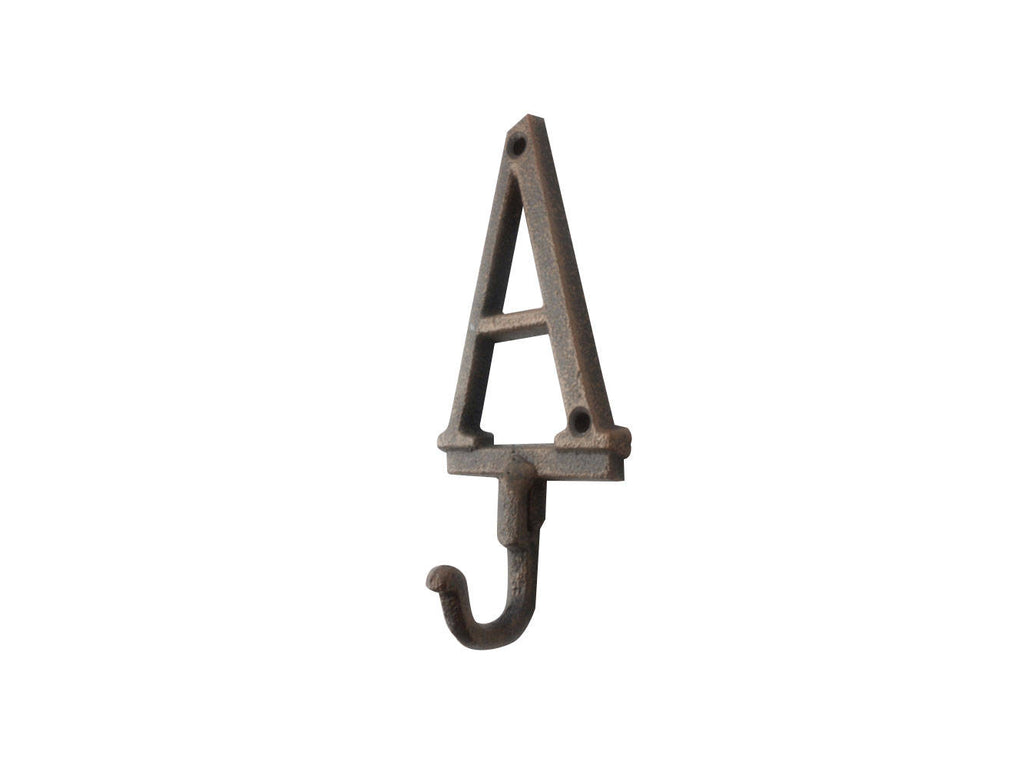 Rustic Copper Cast Iron Letter A Alphabet Wall Hook 6"