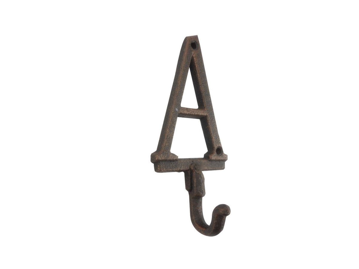 Rustic Copper Cast Iron Letter A Alphabet Wall Hook 6"