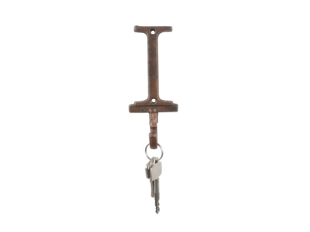 Rustic Copper Cast Iron Letter I Alphabet Wall Hook 6"