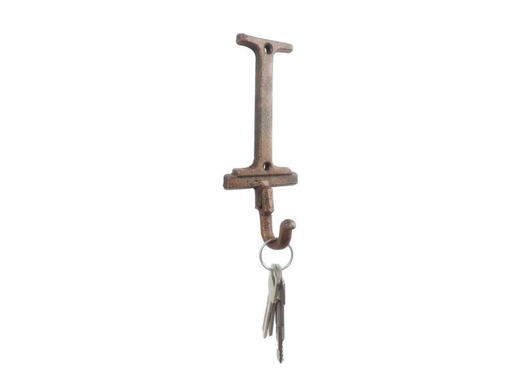 Rustic Copper Cast Iron Letter I Alphabet Wall Hook 6"