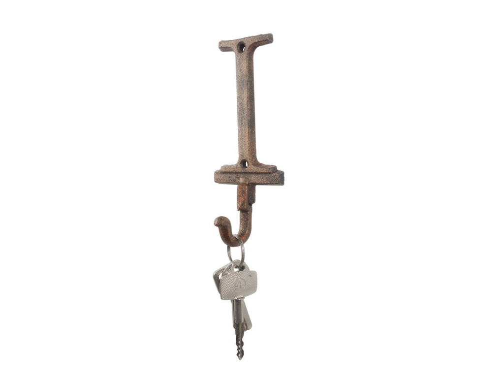 Rustic Copper Cast Iron Letter I Alphabet Wall Hook 6"