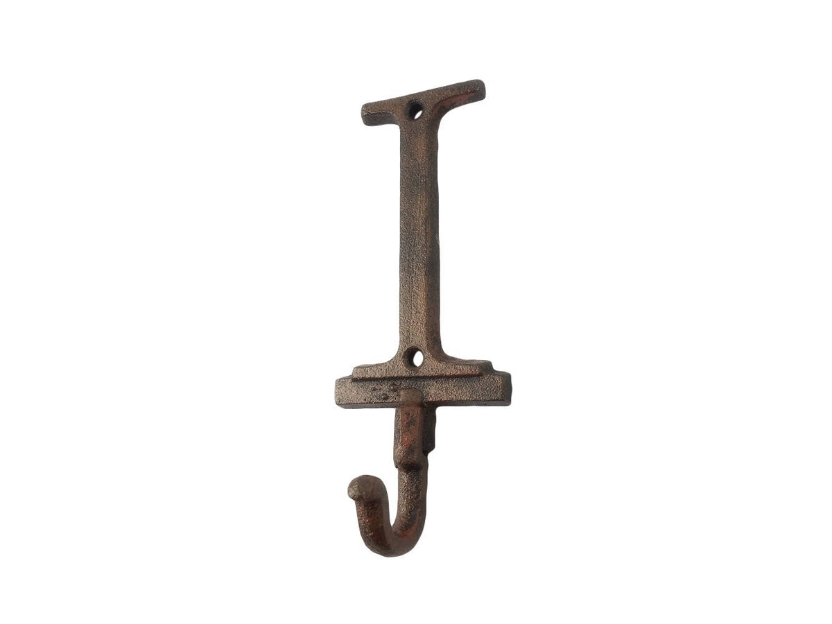 Rustic Copper Cast Iron Letter I Alphabet Wall Hook 6"
