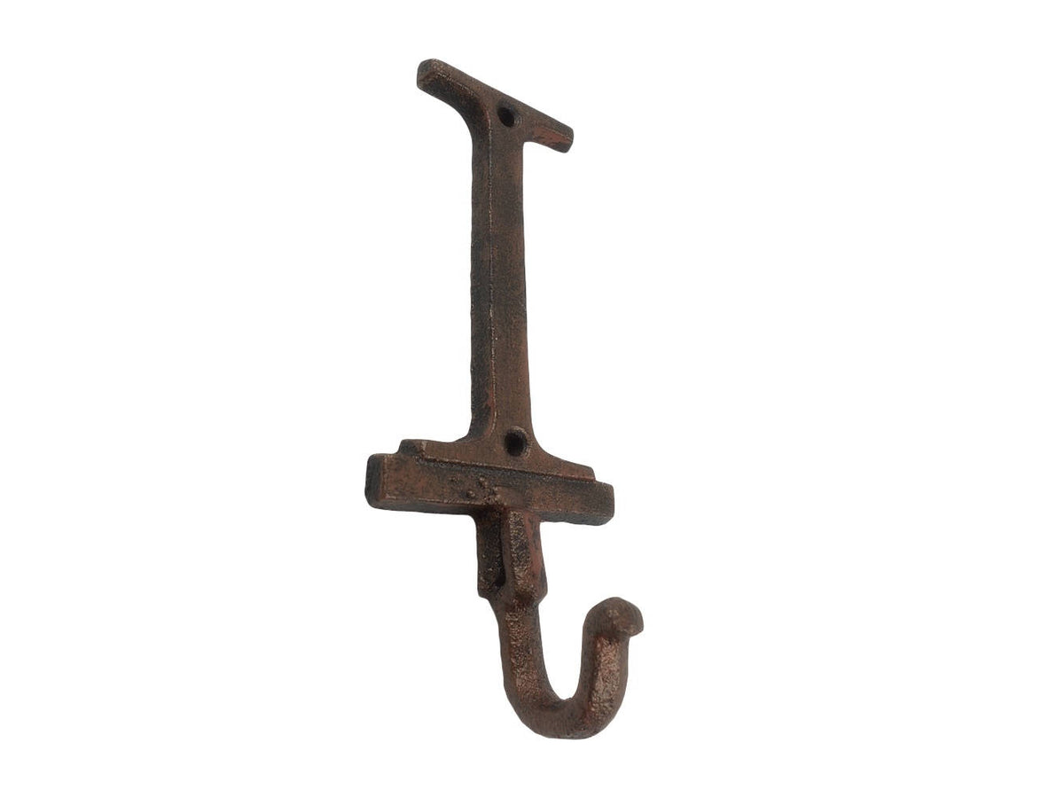 Rustic Copper Cast Iron Letter I Alphabet Wall Hook 6"