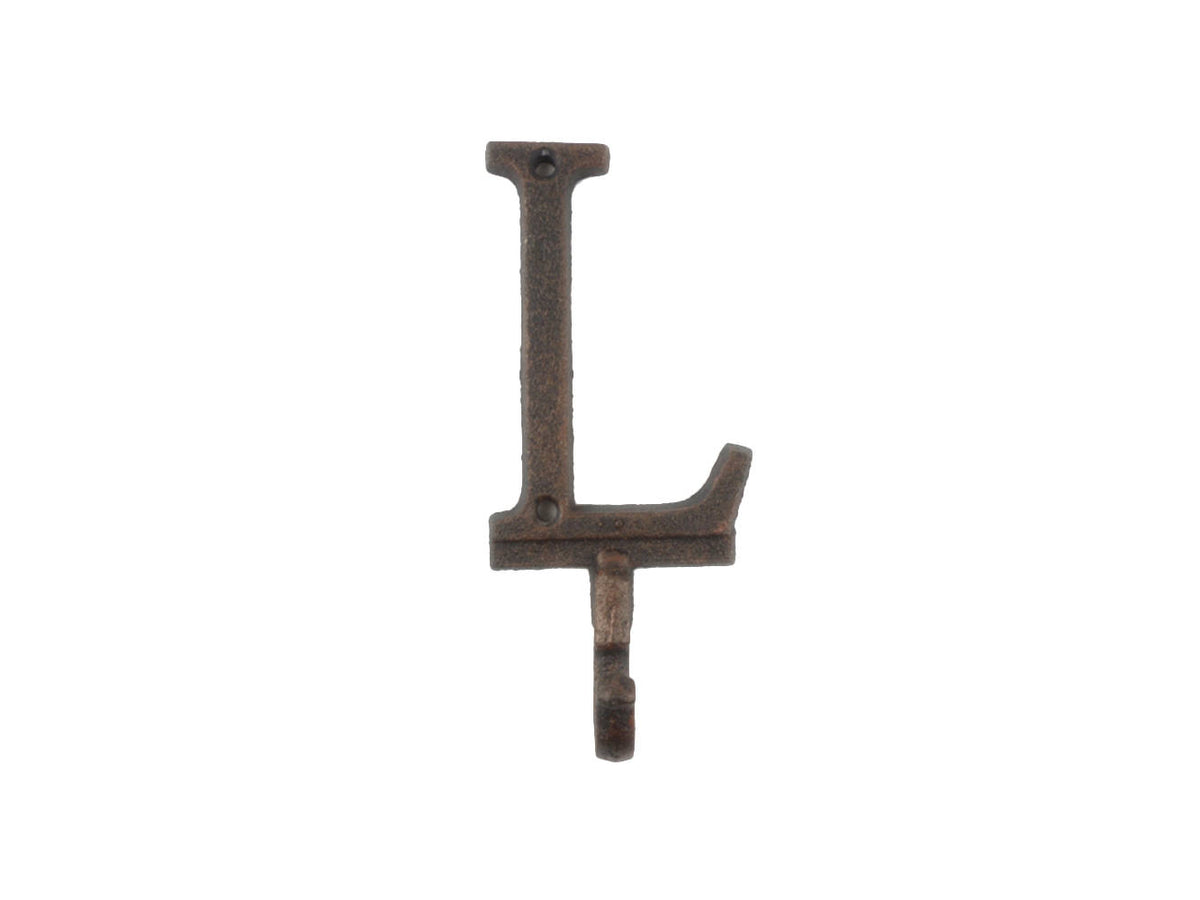 Rustic Copper Cast Iron Letter L Alphabet Wall Hook 6"