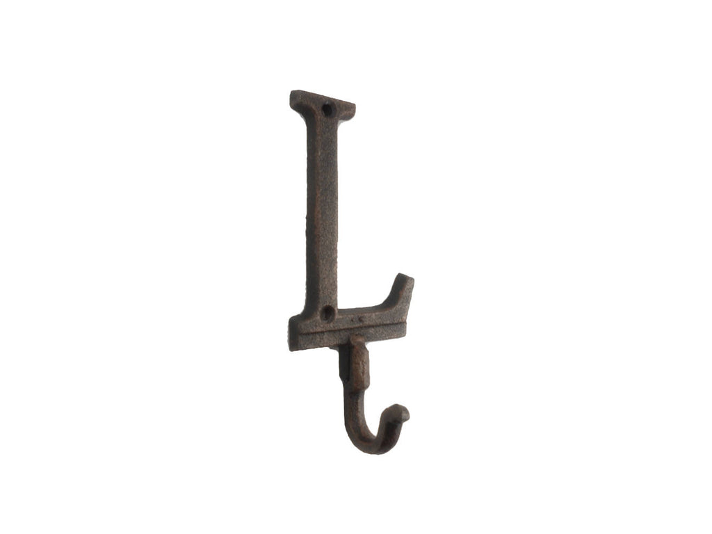 Rustic Copper Cast Iron Letter L Alphabet Wall Hook 6"