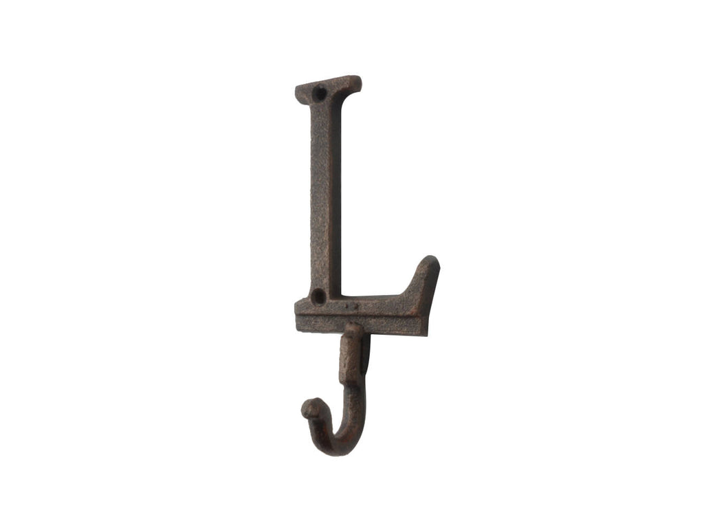 Rustic Copper Cast Iron Letter L Alphabet Wall Hook 6"