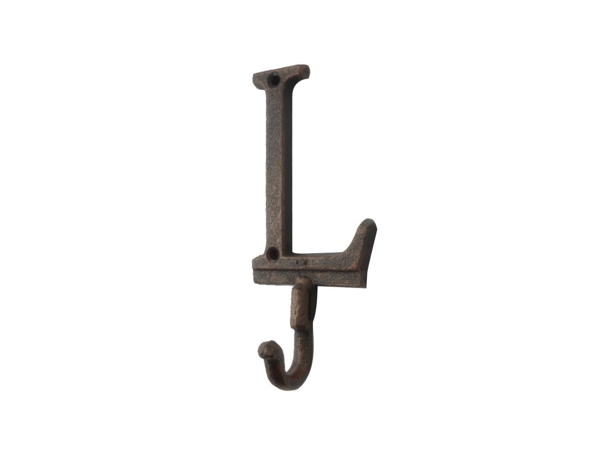 Rustic Copper Cast Iron Letter L Alphabet Wall Hook 6"