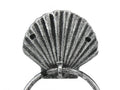 Antique Silver Cast Iron Seashell Towel Holder 8.5"
