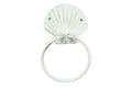 Rustic Whitewashed Cast Iron Seashell Towel Holder 8.5"