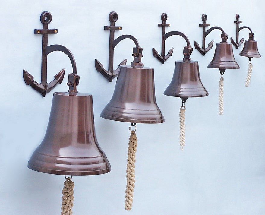Antique Copper Hanging Anchor Bell 12"