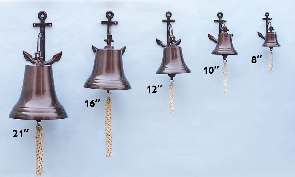 Antique Copper Hanging Anchor Bell 10"