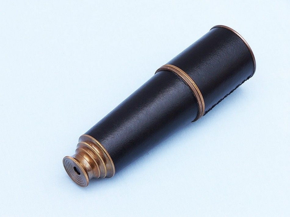 Deluxe Class Admiral's Antique Copper Leather Spyglass Telescope 27" with Rosewood Box