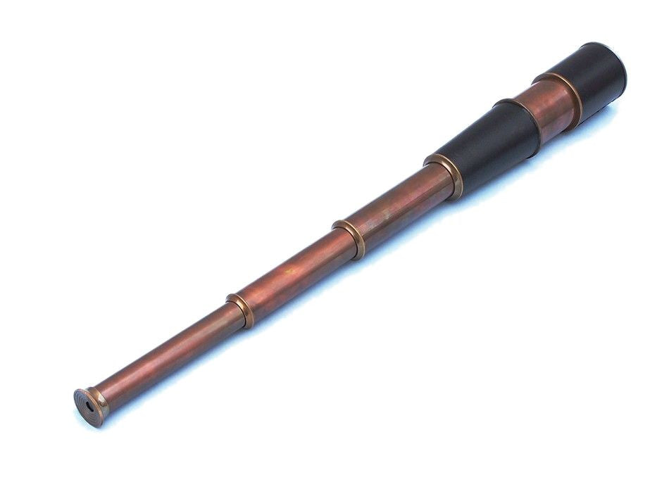 Deluxe Class Admiral's Antique Copper Leather Spyglass Telescope 27" with Rosewood Box