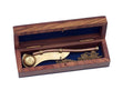 Antique Brass Boatswain (Bosun) Whistle 5" w/ Rosewood Box