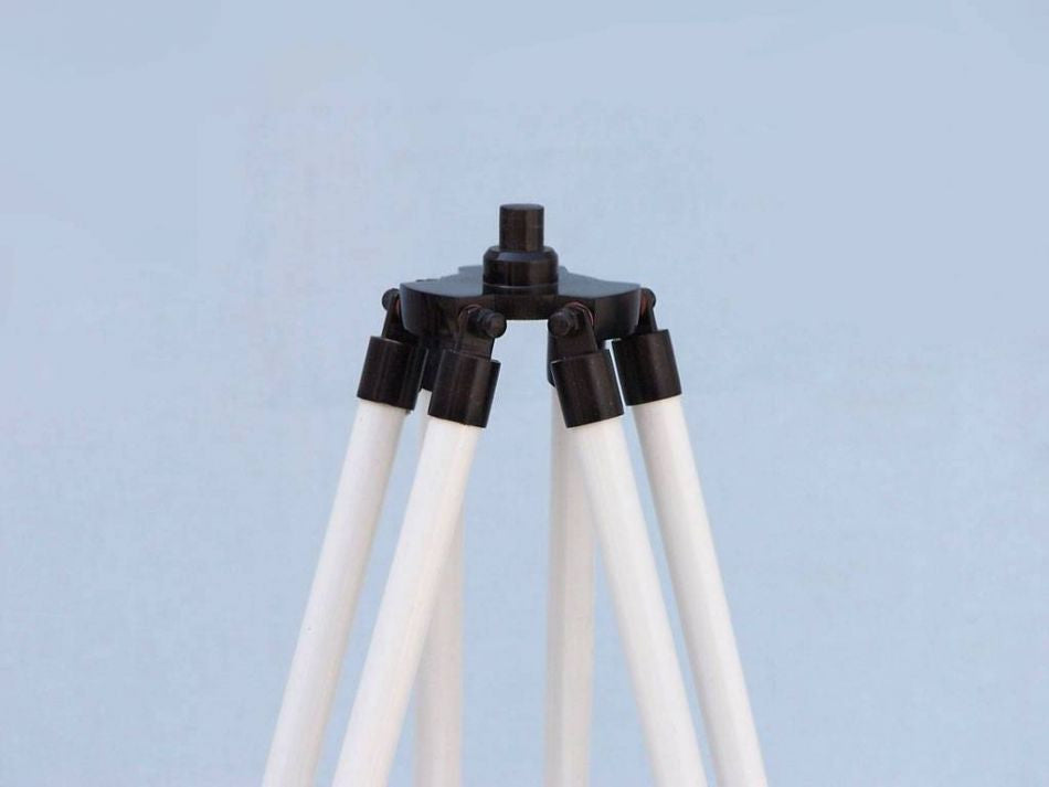 Floor Standing Bronze with White Leather Harbor Master Telescope 50"