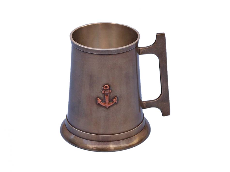 Antique Brass Anchor Mug With Cleat Handle 5"