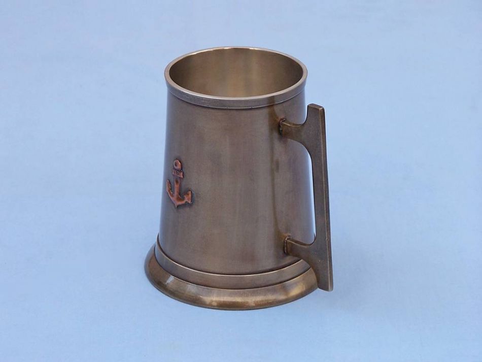 Antique Brass Anchor Mug With Cleat Handle 5"